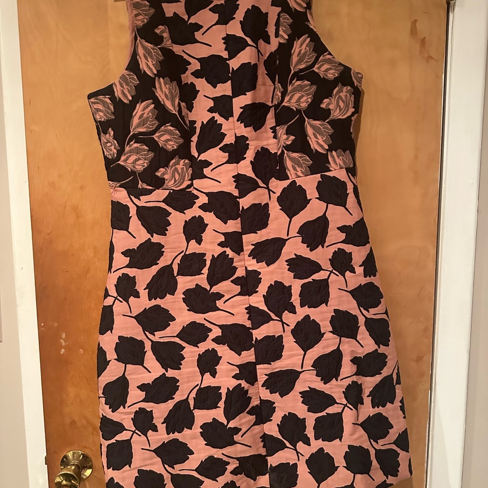 🌸 Ann Taylor Pink & Black Floral Jacquard Sheath Dress | Size 14